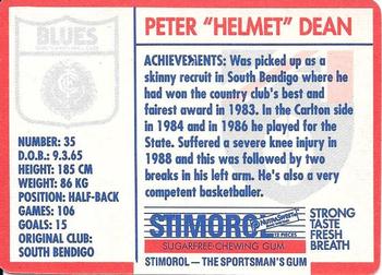 1991 Scanlens Stimorol #81 Peter Dean Back